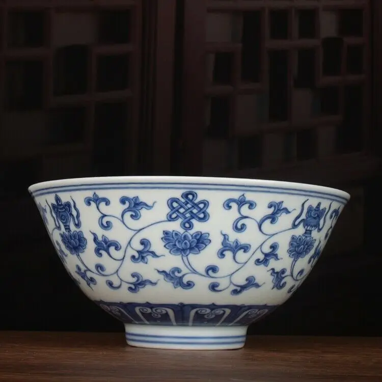

Chinese Blue and White Porcelain Ming Chenghua Auspicious Design Bowl 5.75 inch