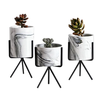 

Nordic Minimalism Style Marble Pattern Golden Ceramics Iron Art Vase Tabletop Flower Pot Home Wedding Living Room Decoration, Bl