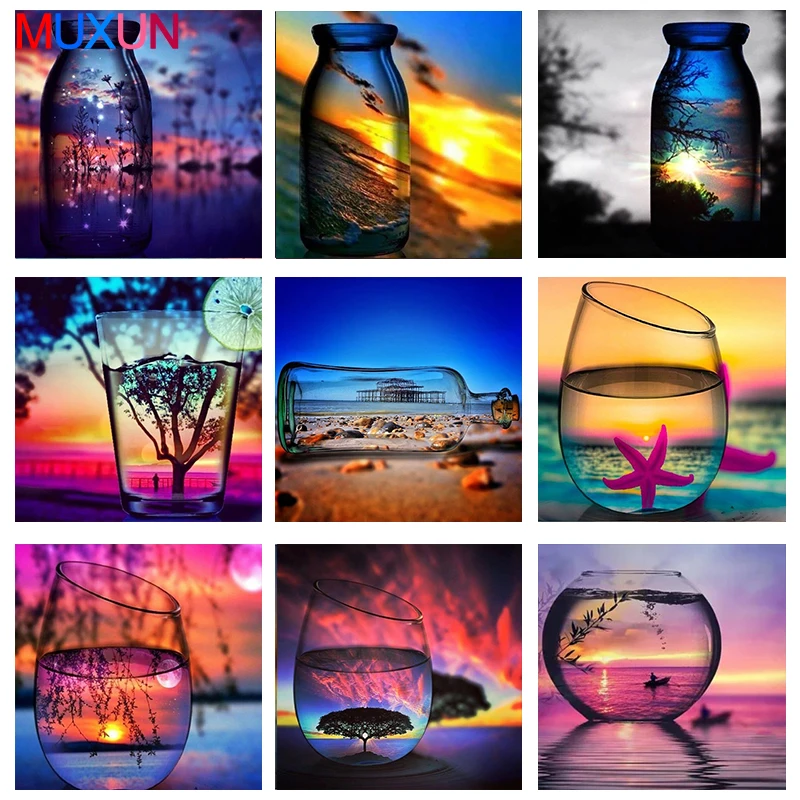

Muxun 5D Diamond Painting Full Square Scenery Diamond Embroidery Sale Landscape Rhinestones Pictures Diamond Mosaic Bottle Rp492
