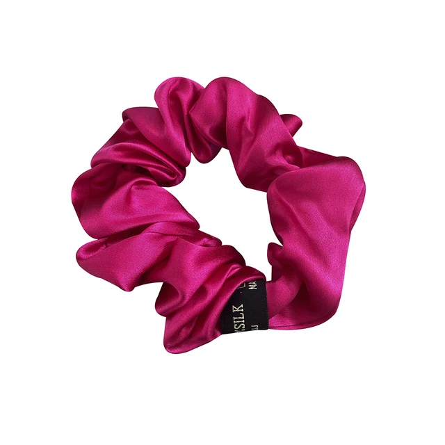 2021 New 100% Pure Mulberry Silk Large Tie Hair Silk Simple Pure Color Retro Hair Bands For Women Hair Tie Rope Accessories Girl Rose Red