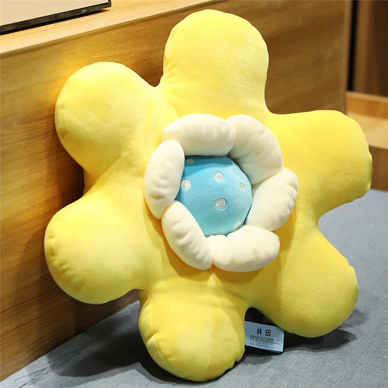 Yellow-Blue Милая креативная плюшевая подушка с цветами прикроватная декоративная диванная подушка задняя Автомобильная поясная подушка - Цвет: Yellow-Blue