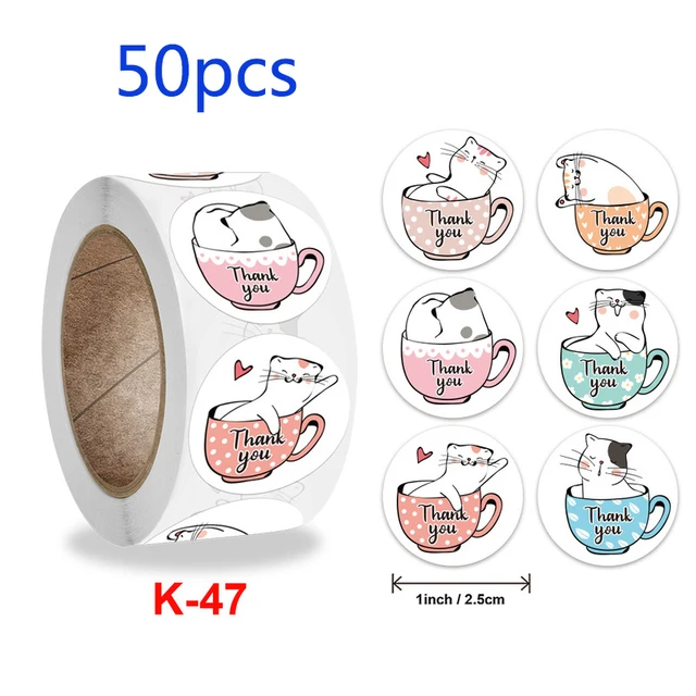 50-500pcs Cartoon Animal Children Sticker Label Thank You Stickers Cute Toy Game Tag DIY Gift Sealing Label Decoration Supplies Burgundy