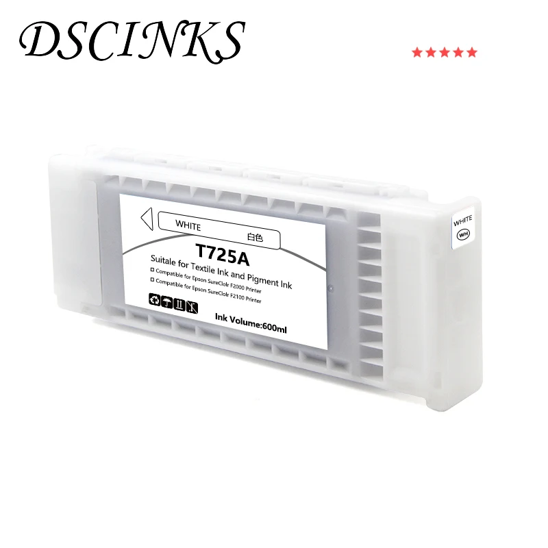 Cartucho de Tinta para Impressora 600ml por Pcs Dscinks Têxtil T7254 T725a Epson F2000 F2100 F2130 F2140 F2150 F2160 T7251 T7252 T7253 - Imagem 2