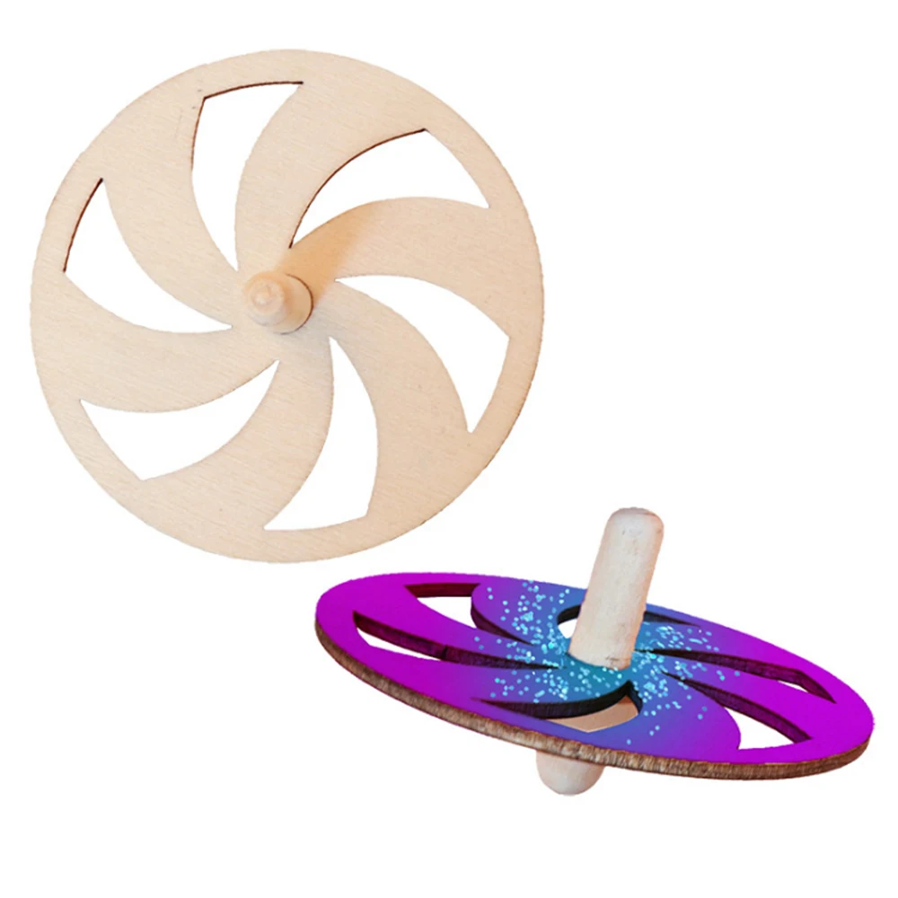 astounding 24pcs Children's Diy Painting Coloring Gyro Toys Wooden Spinning Tops DIY Wood Spin Tops For Party