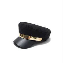 Шапка женская темно-синяя шляпа весна и осень шерстяной восьмиугольный берет женский Дикий кожаный карниз зима Новинка