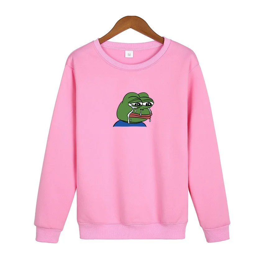 O-Neck Hoodie Sad Frog Print Mens Fashion Brand Sweatshirt Men Women Hoodie Pullover New Autumn Hip Hop Streetwear hoody