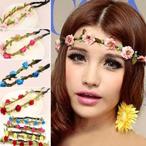 

HOT SALES Boho Style Floral Flower Headband Festival Party Wedding Lady Garland Hairband Bride Hairband Travel Photography Props