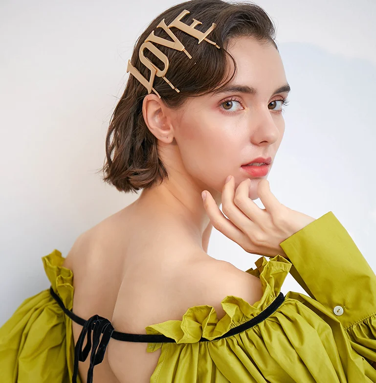 trend LOVE Letter word folder hairpin Unusual hair clip accessories for women fashion jewelry