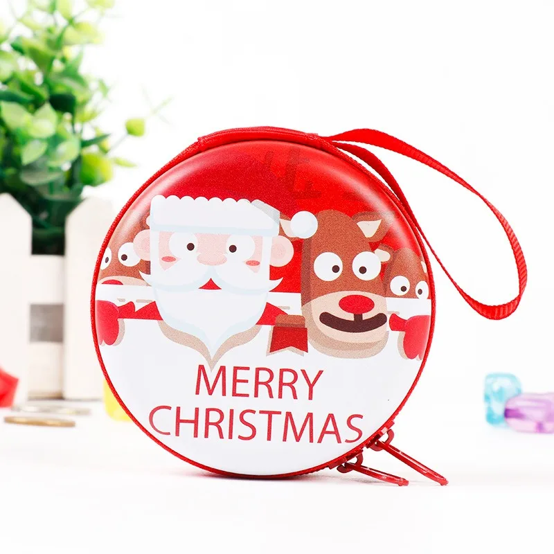 1 шт., кошелек для монет, жестяная мини-красная круглая сумка, монета, гарнитура для ключей, наушники с застежкой-молнией, сумка, коробка для конфет, детские рождественские креативные подарки - Цвет: C