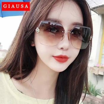 

2020 New Irregular Frameless Sunglasses Women Gradient Alloy Frame Brand Glasses Designer Fashion Female Shades Zonnebril Dames