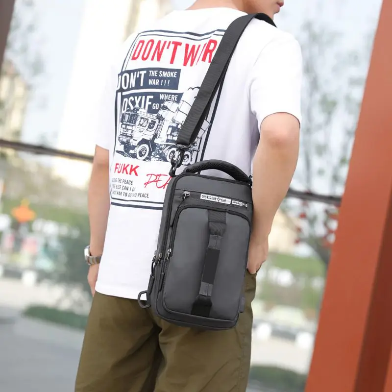 

Men's Chest Bag Usb Charging Interface Chest Bag Shoulder Multi-Function Bag Backpack