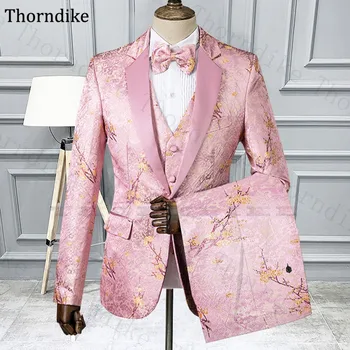 

Thorndike Notched Lapel Wedding Suit Men 2020 3 Pieces Set Formal Men Suit Elegant Slim Party Prom Suit Custom Made Groom Tuxedo