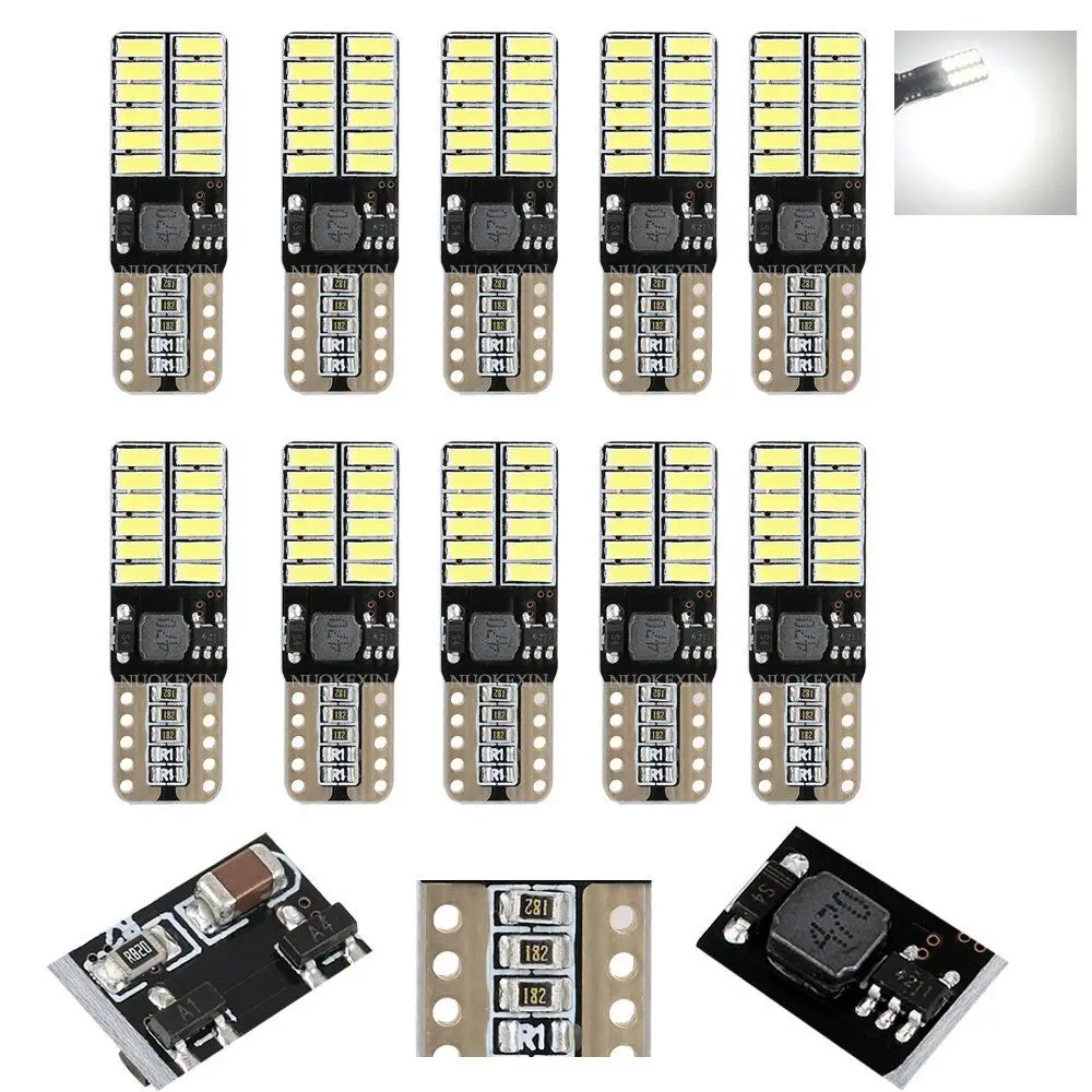 10 шт. светодиодные автомобильные лампы T10 от w5w CANBUS 4014 24smd 8 Вт 6000K светоизлучающие
