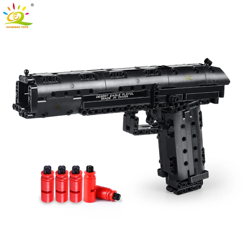HUIQIBAO игрушки 563 шт. DIY Desert Eagle Gun Модель Строительные блоки Набор для стрельбы игры