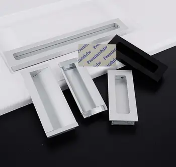 

10Pcs/Lot Aluminum Rectangle Furniture Cabinet Cupboard Closet Drawer Recessed Flush Finger Pull Black Silver