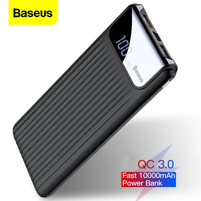 Зарядное устройство Baseus 10000 мАч с ЖК дисплеем быстрая зарядка QC3.0 3 0 Dual USB для iPhone X 8