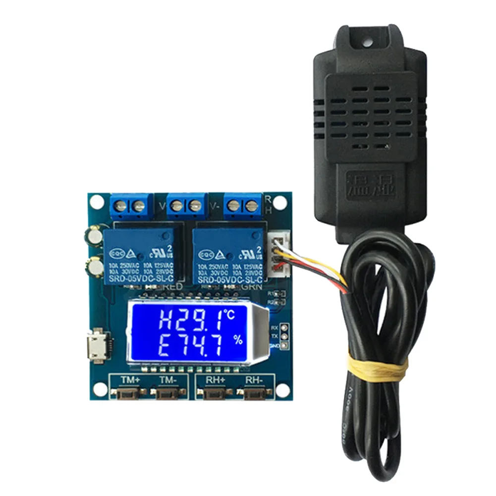 Humidity Temperature Controller LCD Digital Dual Output Automatic Constant Regulator Board Thermometer Hygrometer Control Module