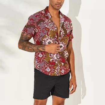 

New Arrival Mens Hawaiian Beach Shirt Fashion Male Casual Floral Printed Beach Shirts Short Sleeve Shirt M-5XL