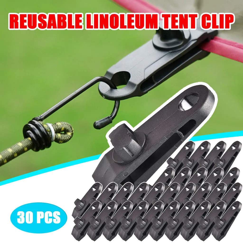 ZHER-LU 10PCS Crocodile Mini Clip Tent Lined Hanging Hook For Awning Clamp Tent Outdoor Camping Canopy Windproof Black