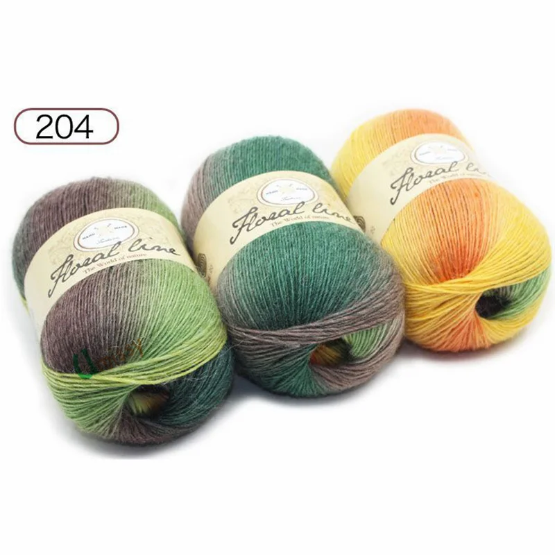 2pcs 04 2шт x100г пряжа для вязания крючком lanas кашемир пряжа для вязания радужной линии Меланжевая расчесанная швейная 20 цветов - Цвет: 2pcs 04