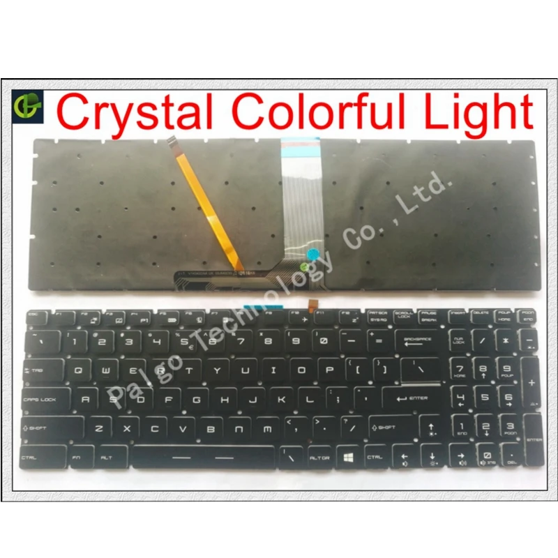 НОВЫЙ Английский с украшением в виде кристаллов RGB подсветкой белая клавиатура