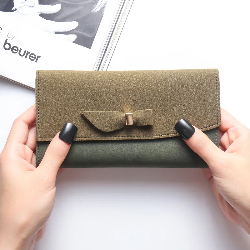 

2017 New Style Women's Wallet Korean-style Versitile Fashion Bow Joint Wallet Multi Card Bit Three Fold Clutch Bag