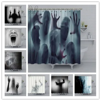 

Horror Shower Curtain Ghosts and Blood Hand Curtain Waterproof Mildew proof Bathroom Curtain Bathing Cover Shower Sets