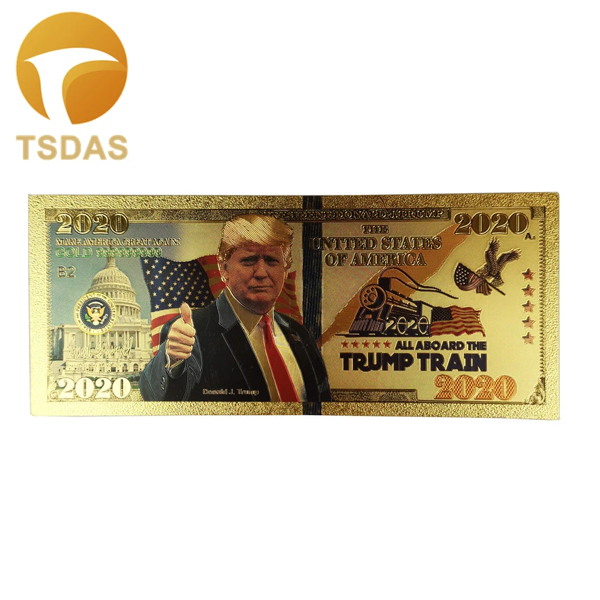 10 шт./партия, президент Дональд Трамп, цветные банкнота из золотой фольги, банкноты в подарок