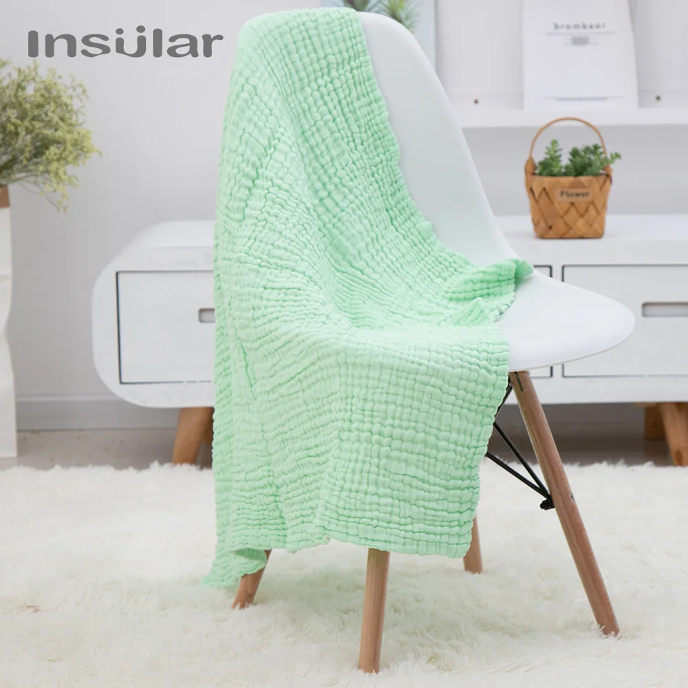 110*110 см 6 слоев детское банное муслиновое полотенце хлопок полотенце s пеленка одеяло кровать для новорожденных покрывало одеяло для новорожденных - Цвет: Зеленый