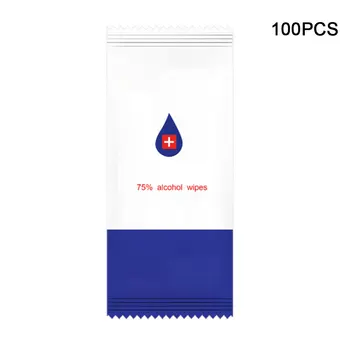 

100pcs Independent Wrapped 75% Alcohol Disinfecting Wipes Wet Paper Towel Disposable Non-Woven Sanitizing Wipes