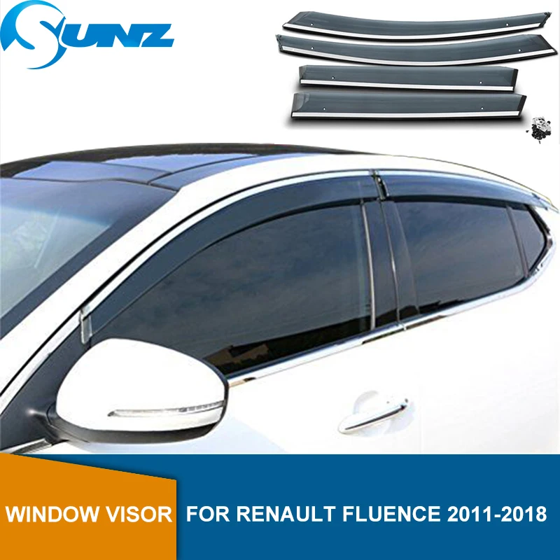 

Side Window Deflectors For Renault Fluence 2011-2018 Window Visor Vent Shade Sun Rain Deflector Guards SUNZ