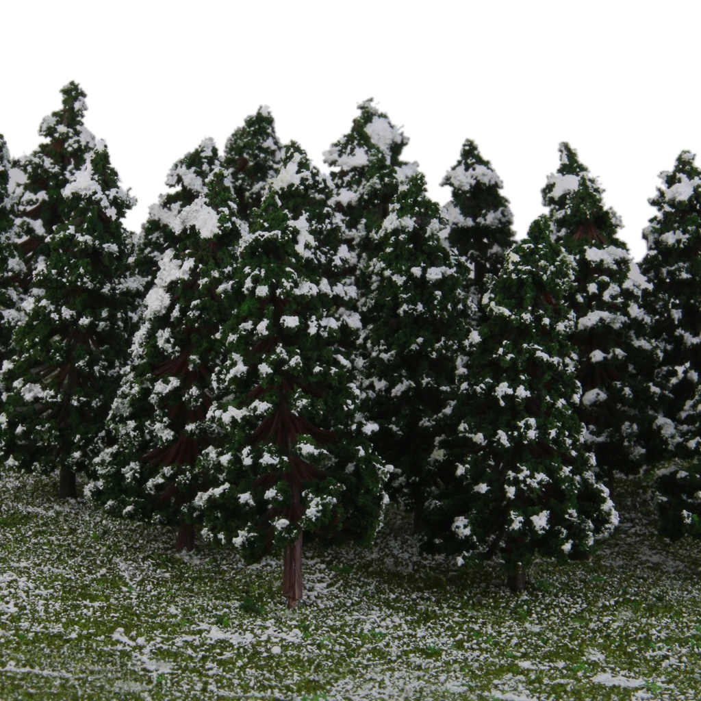 20pcs Dark Green Model Trees Snow Landscape Scenery 3.15 inch 1:150
