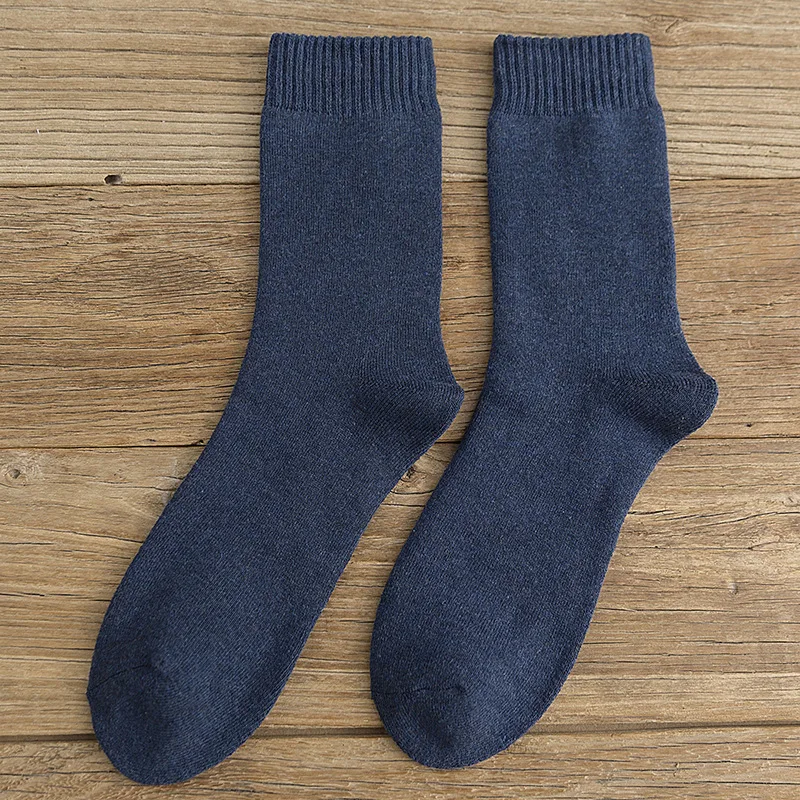 navy Jeseca/модные осенне-зимние утепленные носки для деловых мужчин; хлопковые теплые ботинки; носки-тапочки; однотонные мягкие мужские носок для сна - Цвет: navy