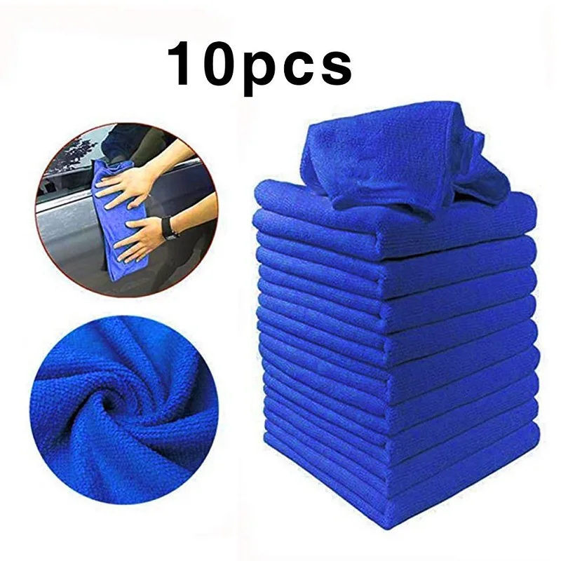 10pcs BLUE Microfibre Cleaning Auto Car Detailing Soft Cloths Wash Towel Duster