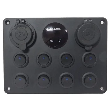 

8-Gang Panel Switch Digital For RV Boat Truck ABS Black Multi functional