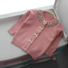 Свитера для девочек, зимний хлопковый трикотажный топ, От 0 до 6 лет, куртка, свитер, однобортное теплое пальто для малышей, детские свитера