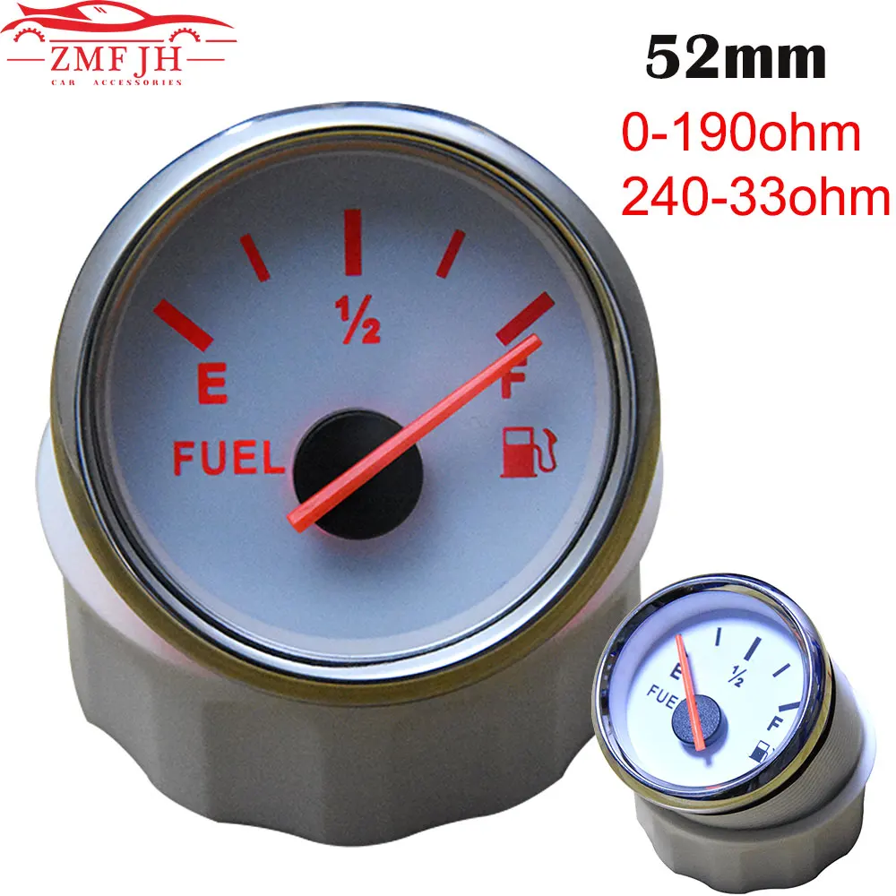 Boat Marine Fuel Level Gauge 52mm Pointer Fuel Level Gauge LED Light Display Fuel Gauge for