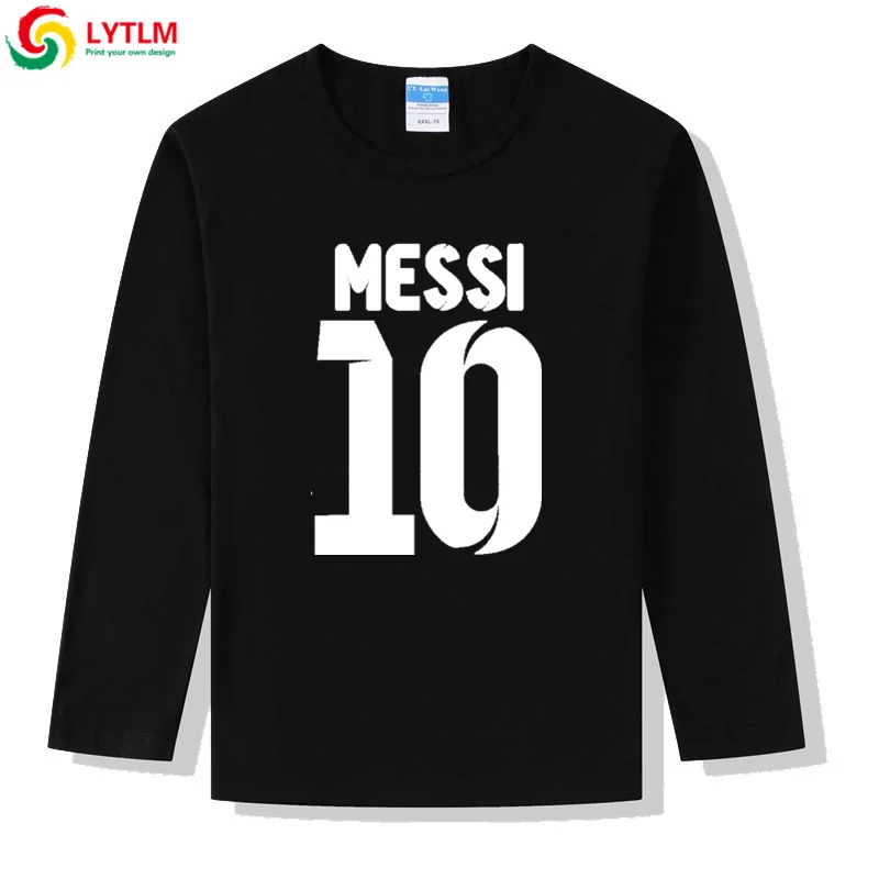 LYTLM XXX/футболка для мальчиков и девочек Lionel Messi Детская осенняя футболка года топы с длинными рукавами для мальчиков Одежда для мальчиков футболки для малышей - Цвет: CX LYCRA Black