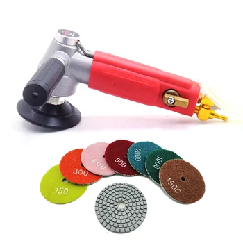 

3" 4" Inch Pneumatic Wet Concrete Polisher Air Marble Granite Stone Wet Grinder Variable Speed with 8pcs Diamond Polishing Pads