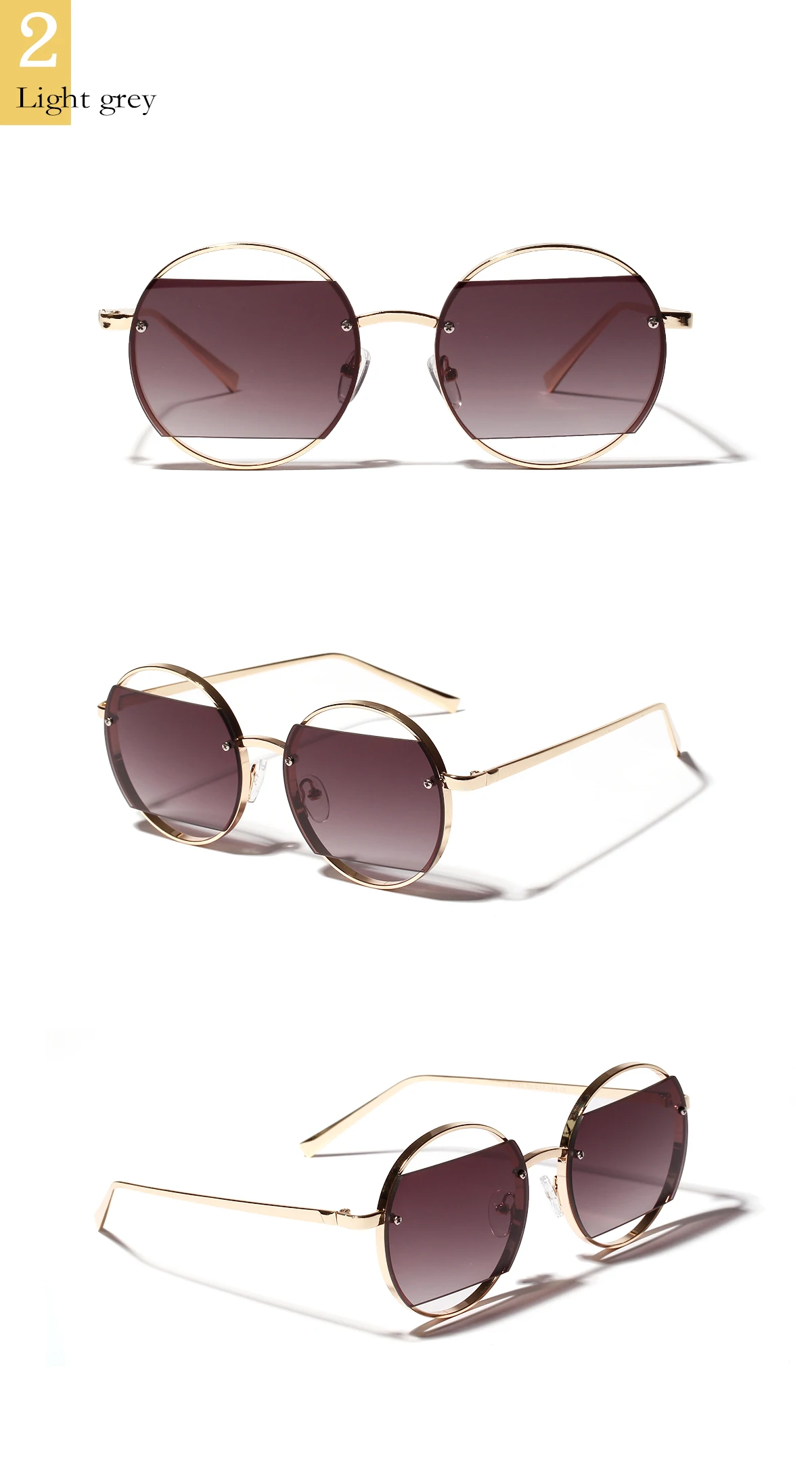 unique sunglasses Stylish round gradient color hollow lenses Ladies fashion sunglasses