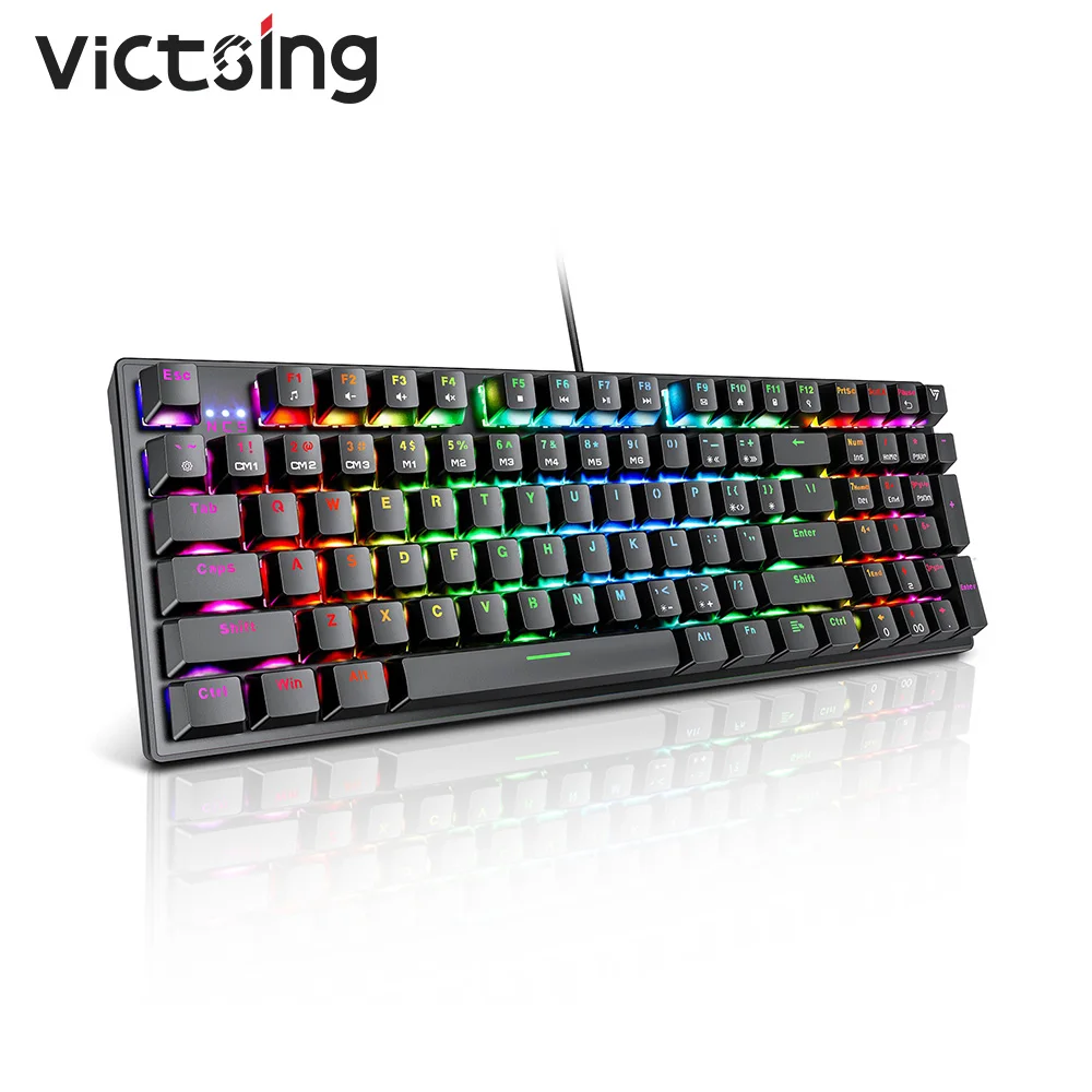 Проводная игровая клавиатура VicTsing pc260 механическая RGB с синим переключателем и 96