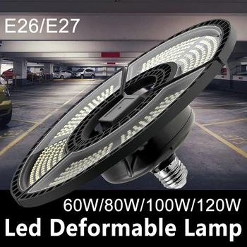 

Deformable LED Ceiling Light 60W 80W 100W 120W Ultra Bright E26 LED Lamp AC 220V Three Leaves Folding Garage Lamps E27 LED Bulb