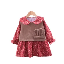 Nuevo otoño bebé Niñas Ropa de los niños chaleco Chaleco de dibujos animados vestido de algodón 2 unids/set moda niños chándal de primavera niño ropa Casual