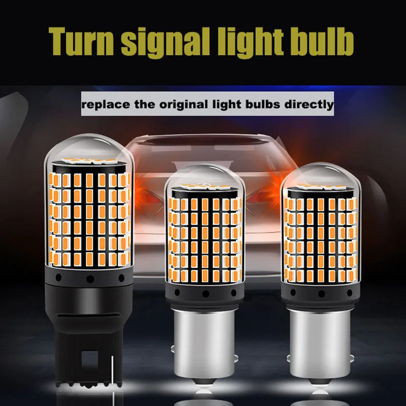 

1Pcs Car Turn Signal Parking lights 1156 Ba15s T20 LED P21W W21W PY21W LED Canbus Bulbs No Hyper Flash lights Auto 3014 144 smd