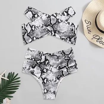 

Fashion Swimwear Women 2020 Sexy Snake Skin Bikini Push-Up Pad Swimwear Swimsuit Beachwear Set maillot de bain femme L511