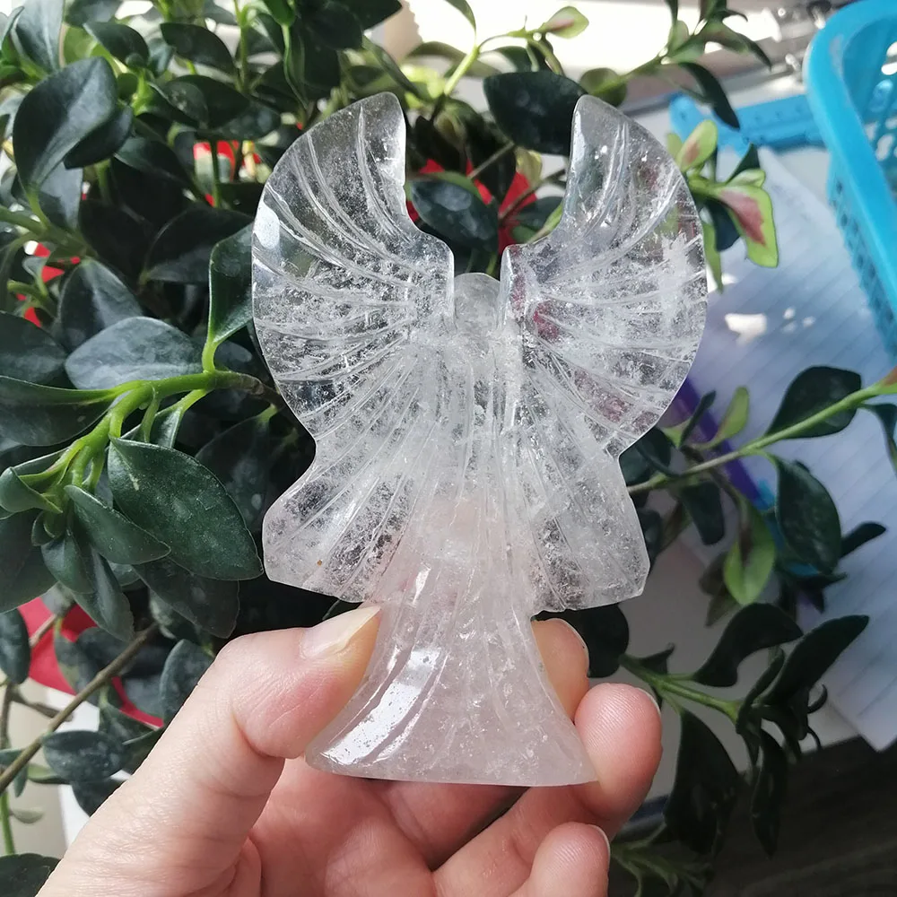High Quality Natural Clear Quartz Dark Angel Shape Stone Hand Crafted For Gift&Home Decor ZT
