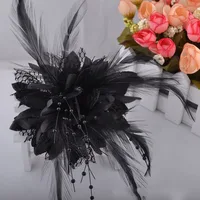 Women's Fashion Flower Feather Bead Corsage Hair Clip Bridal Hairband Brooch Pin Brida Barrettes Hair Accessories Jewelry 1