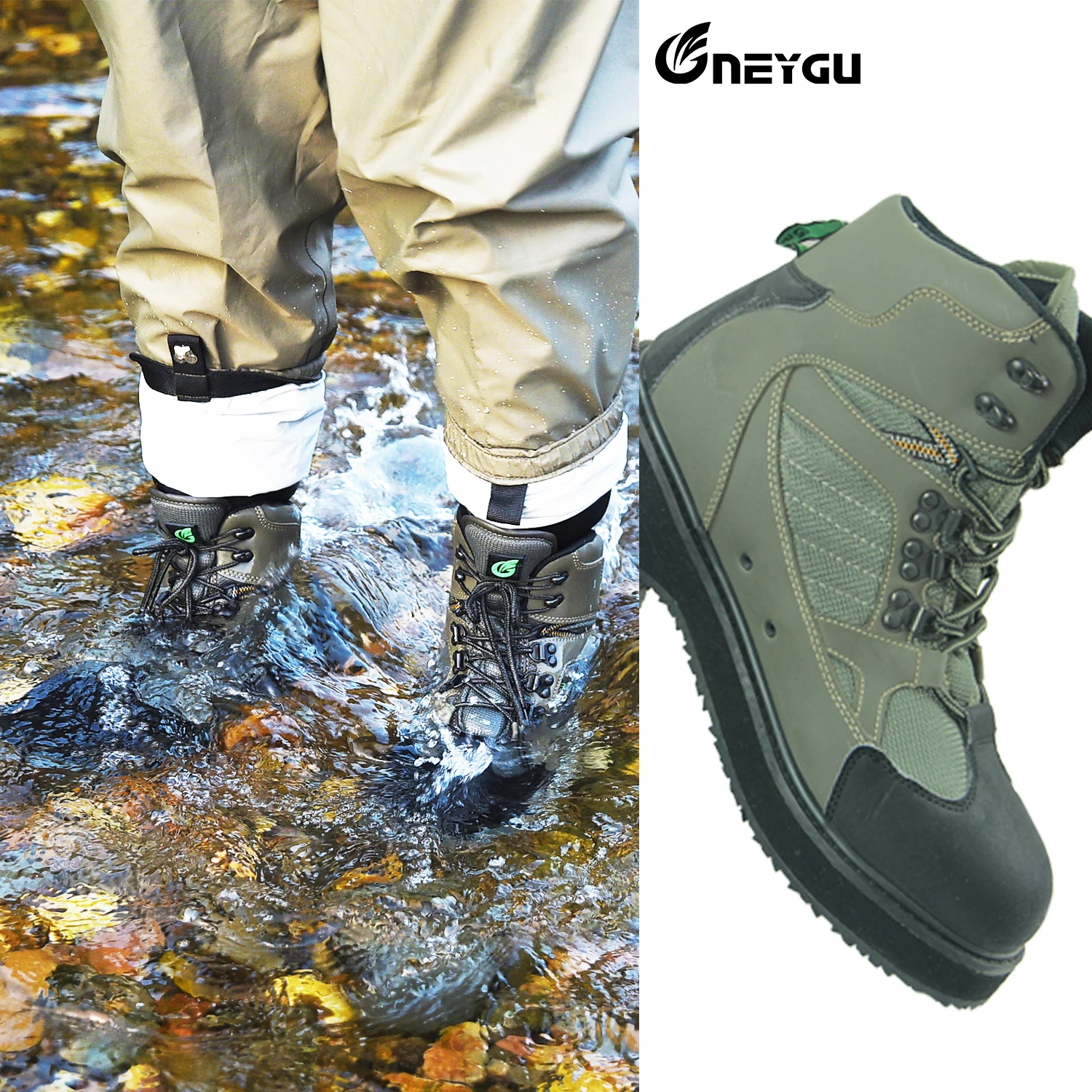 NEYGU fly fishing camo wading boots , wader shoes for hunting with felt  sole suit for outdoor sports