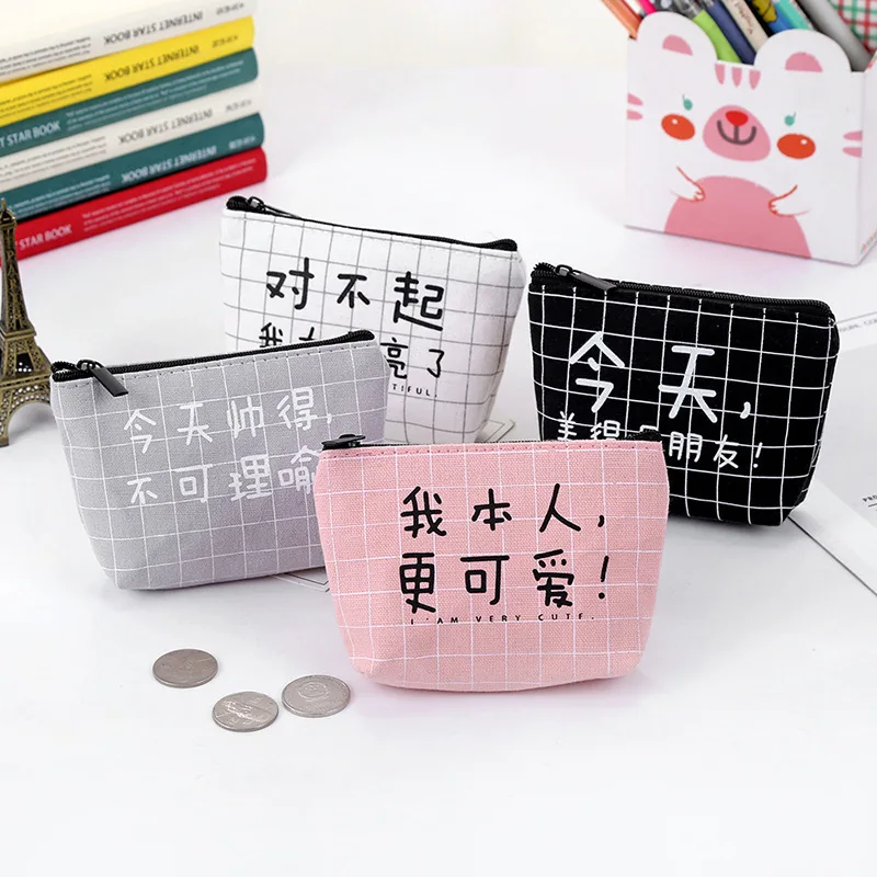 

Originality Text Chinese Style Coin Purses Women Mini Canvas Wallets Card Key Money Children Student Canvas Zipper Samll Bags
