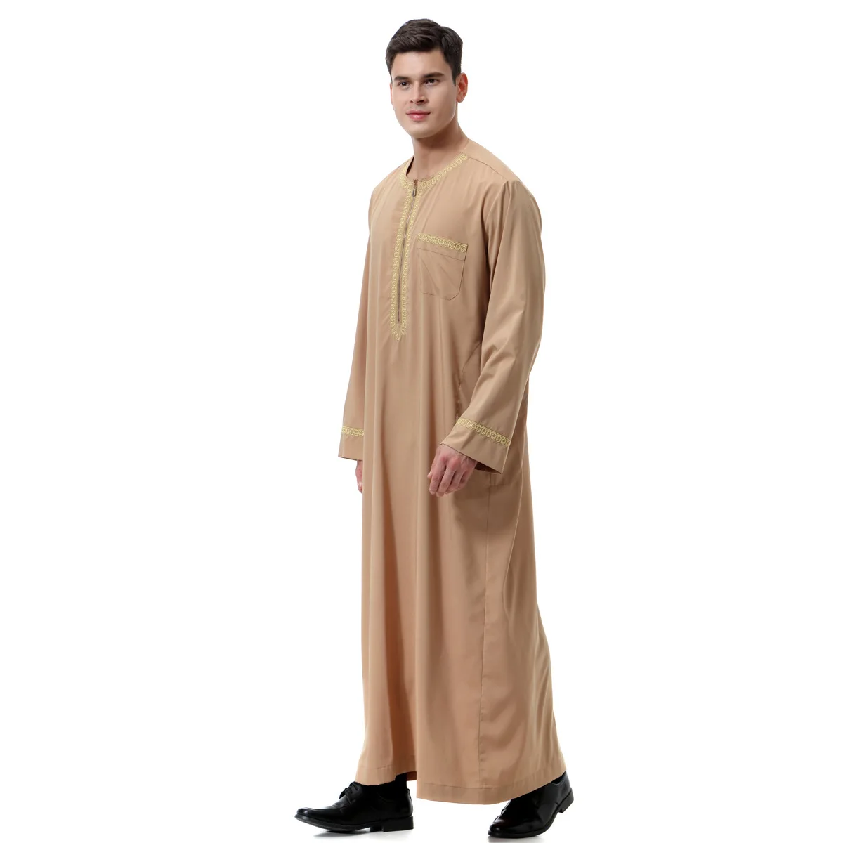 Muslim Adult Arabic Abaya Button Men's Hijab Dress Jubah Caftan Islamic